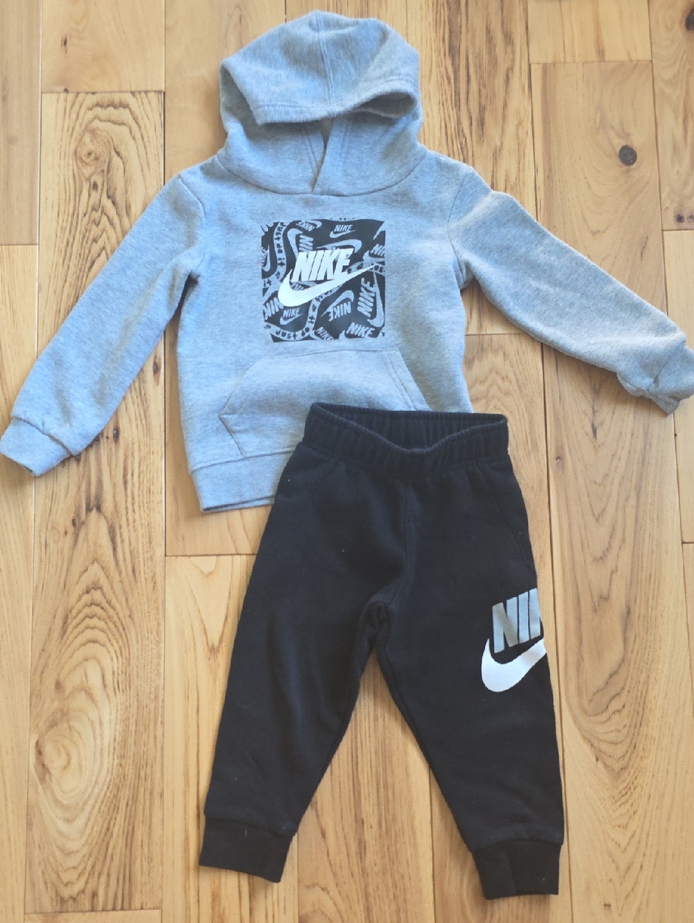Nike Kids Grey Hoodie and Black Joggers Set